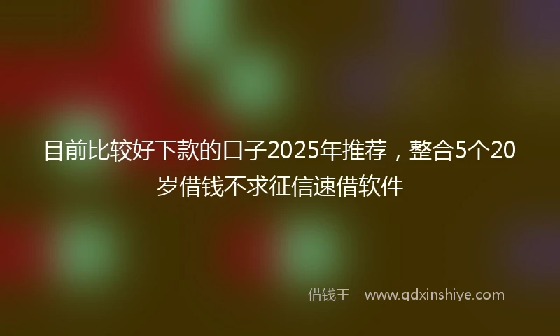 目前比较好下款的口子2025年推荐，整合5个20岁借钱不求征信速借软件
