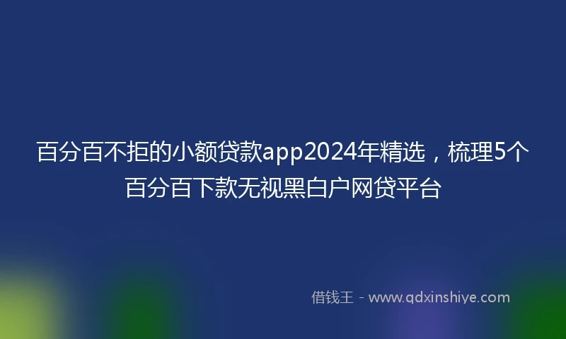 百分百不拒的小额贷款app2024年精选，梳理5个百分百下款无视黑白户网贷平台