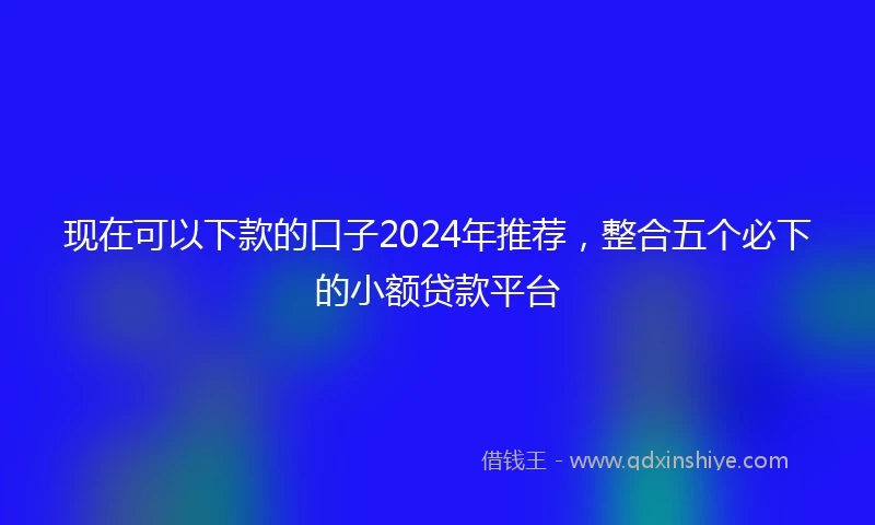 现在可以下款的口子2024年推荐，整合五个必下的小额贷款平台