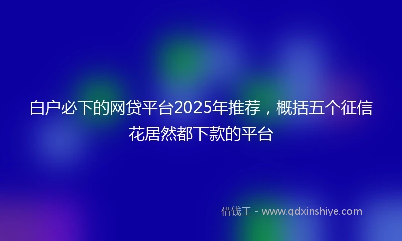 白户必下的网贷平台2025年推荐，概括五个征信花居然都下款的平台