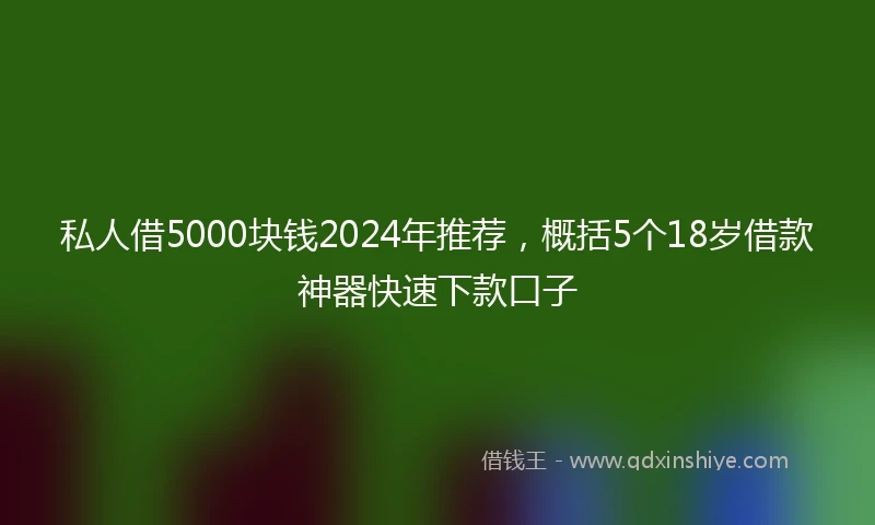 私人借5000块钱2024年推荐，概括5个18岁借款神器快速下款口子