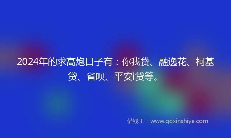 2024年的求高炮口子有：你我贷、融逸花、柯基贷、省呗、平安i贷等。