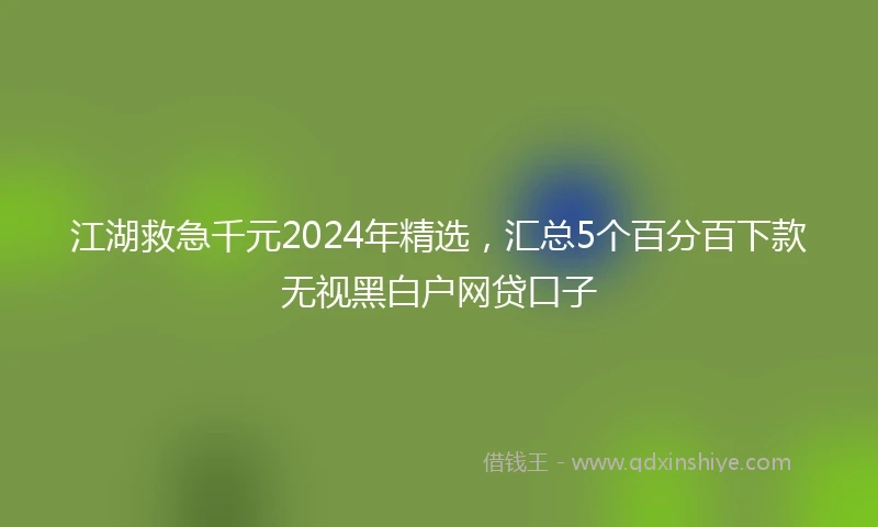 江湖救急千元2024年精选，汇总5个百分百下款无视黑白户网贷口子