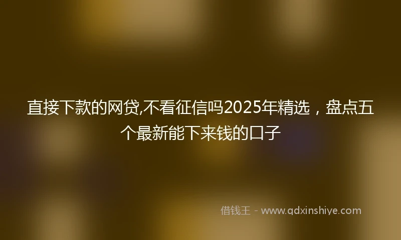 直接下款的网贷,不看征信吗2025年精选，盘点五个最新能下来钱的口子