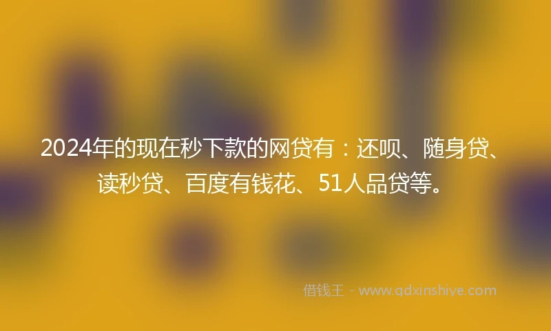 2024年的现在秒下款的网贷有：还呗、随身贷、读秒贷、百度有钱花、51人品贷等。