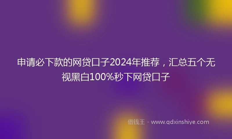 申请必下款的网贷口子2024年推荐，汇总五个无视黑白100%秒下网贷口子