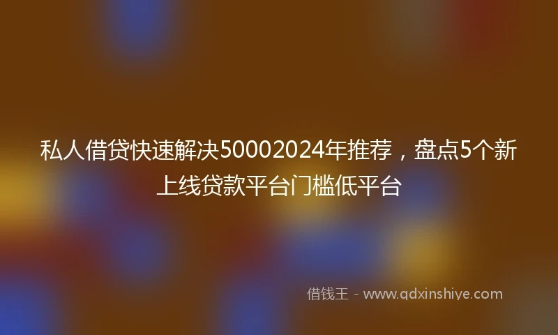 私人借贷快速解决50002024年推荐，盘点5个新上线贷款平台门槛低平台