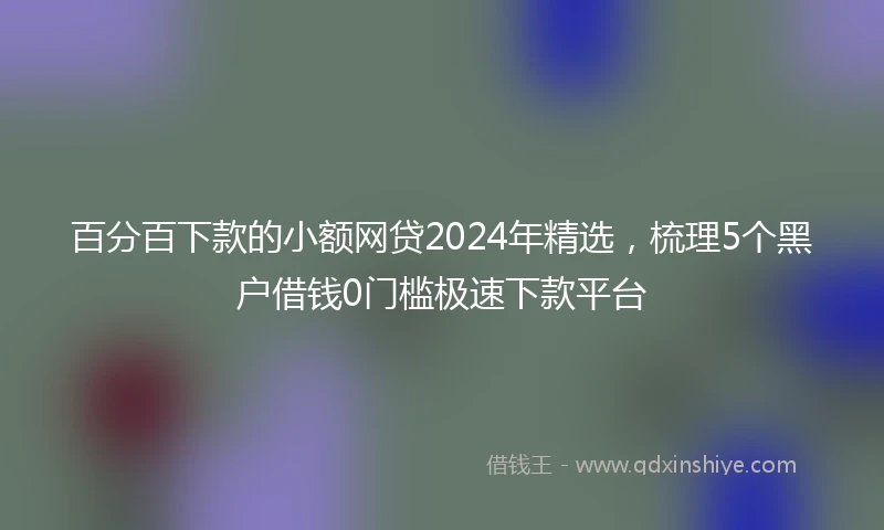 百分百下款的小额网贷2024年精选，梳理5个黑户借钱0门槛极速下款平台