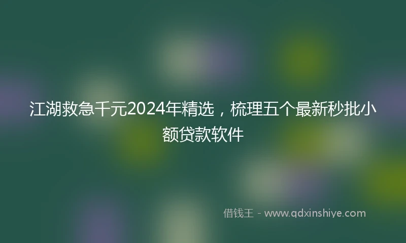 江湖救急千元2024年精选，梳理五个最新秒批小额贷款软件