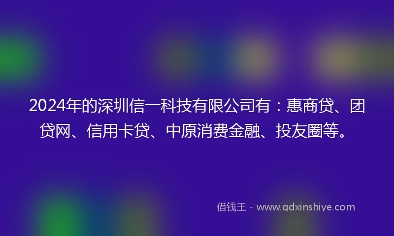 2024年的深圳信一科技有限公司有：惠商贷、团贷网、信用卡贷、中原消费金融、投友圈等。