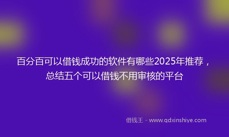 百分百可以借钱成功的软件有哪些2025年推荐，总结五个可以借钱不用审核的平台