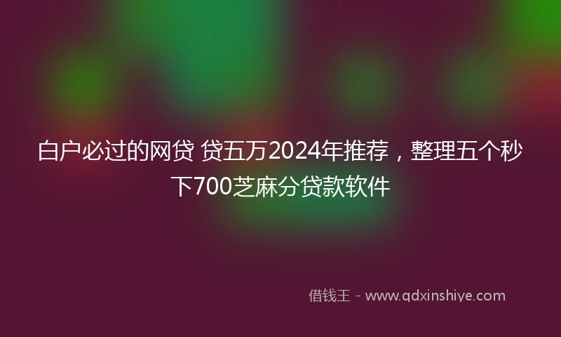 白户必过的网贷 贷五万2024年推荐，整理五个秒下700芝麻分贷款软件