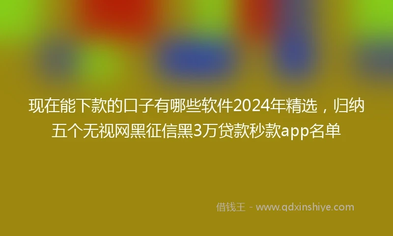 现在能下款的口子有哪些软件2024年精选，归纳五个无视网黑征信黑3万贷款秒款app名单