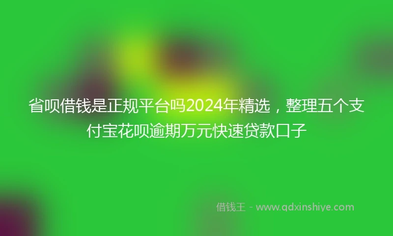 省呗借钱是正规平台吗2024年精选，整理五个支付宝花呗逾期万元快速贷款口子