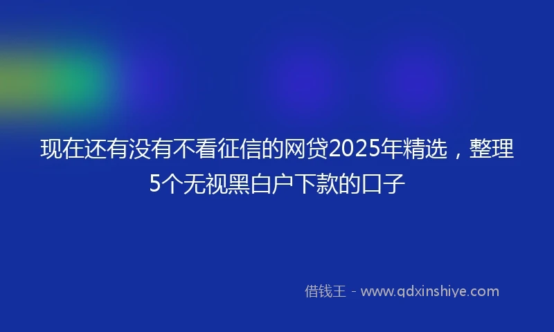 现在还有没有不看征信的网贷2025年精选，整理5个无视黑白户下款的口子