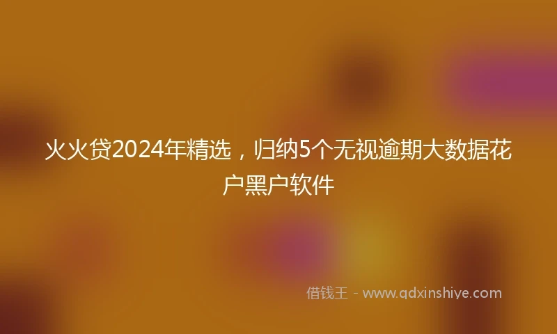 火火贷2024年精选，归纳5个无视逾期大数据花户黑户软件
