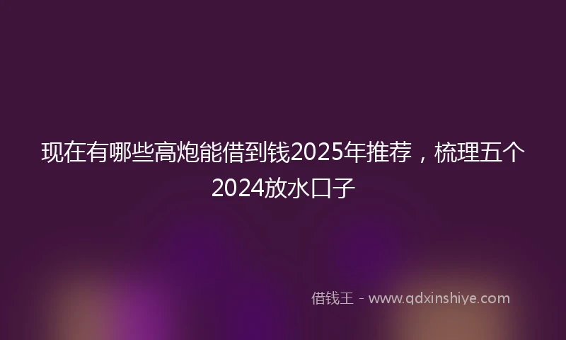 现在有哪些高炮能借到钱2025年推荐，梳理五个2024放水口子