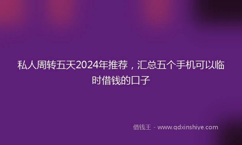 私人周转五天2024年推荐，汇总五个手机可以临时借钱的口子