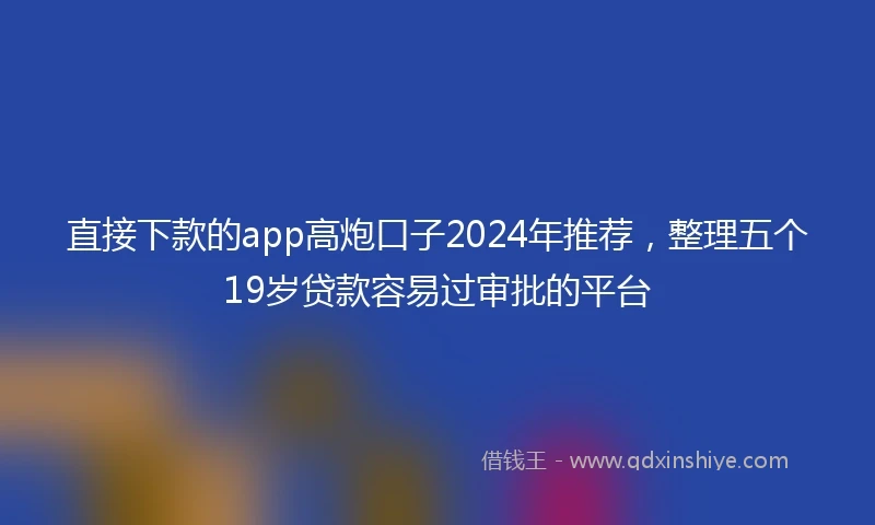 直接下款的app高炮口子2024年推荐，整理五个19岁贷款容易过审批的平台