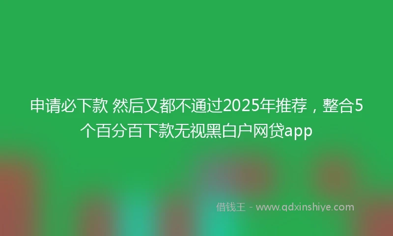 申请必下款 然后又都不通过2025年推荐，整合5个百分百下款无视黑白户网贷app