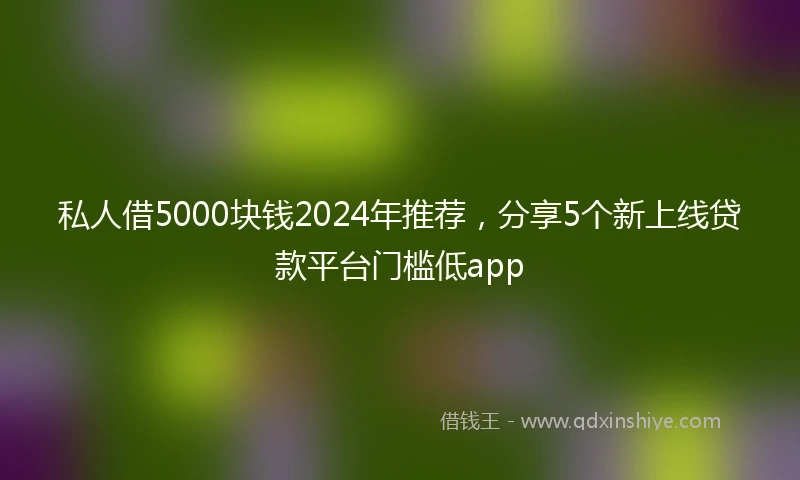 私人借5000块钱2024年推荐，分享5个新上线贷款平台门槛低app