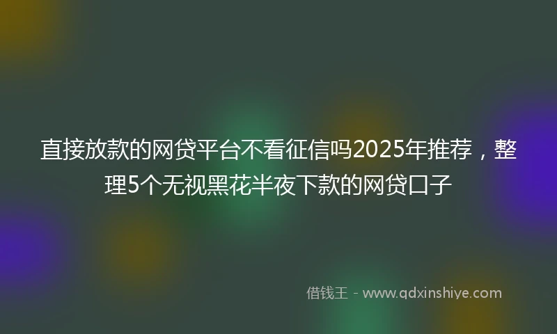 直接放款的网贷平台不看征信吗2025年推荐，整理5个无视黑花半夜下款的网贷口子