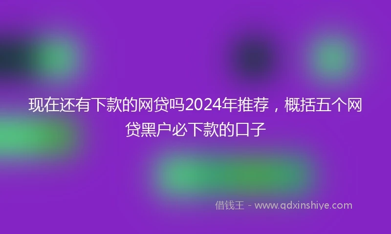 现在还有下款的网贷吗2024年推荐，概括五个网贷黑户必下款的口子