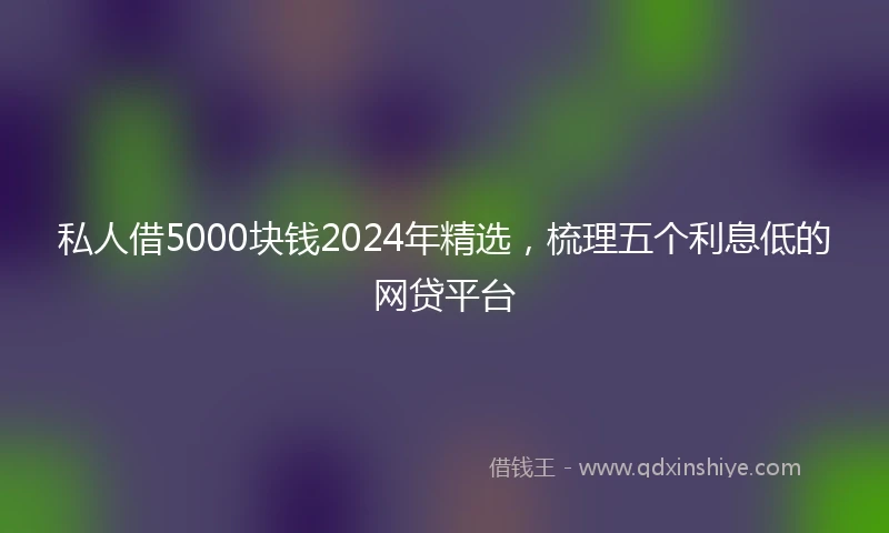 私人借5000块钱2024年精选，梳理五个利息低的网贷平台