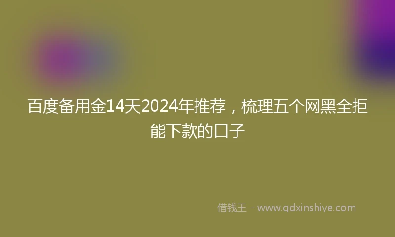 百度备用金14天2024年推荐，梳理五个网黑全拒能下款的口子