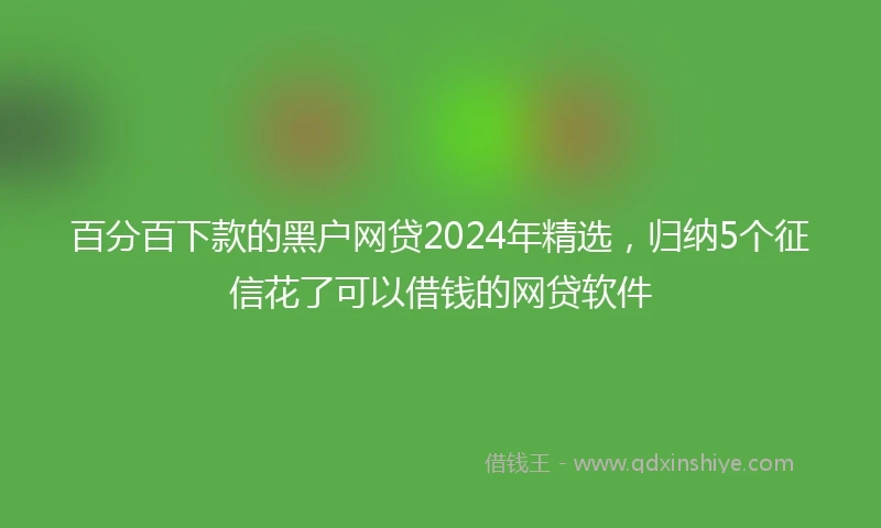 百分百下款的黑户网贷2024年精选，归纳5个征信花了可以借钱的网贷软件