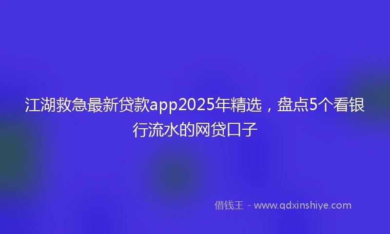 江湖救急最新贷款app2025年精选，盘点5个看银行流水的网贷口子