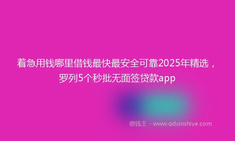 着急用钱哪里借钱最快最安全可靠2025年精选，罗列5个秒批无面签贷款app