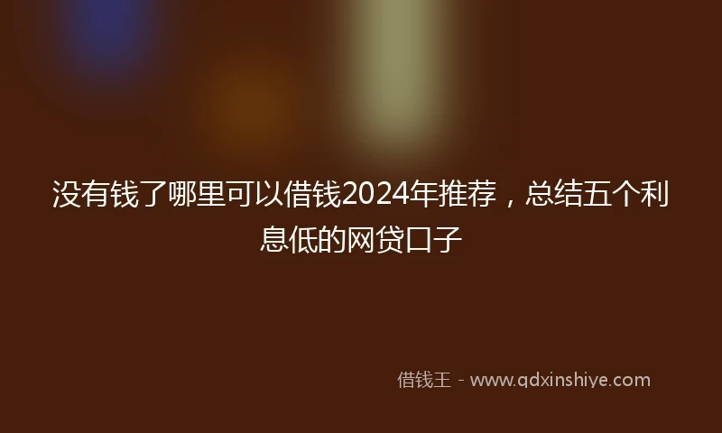 没有钱了哪里可以借钱2024年推荐，总结五个利息低的网贷口子