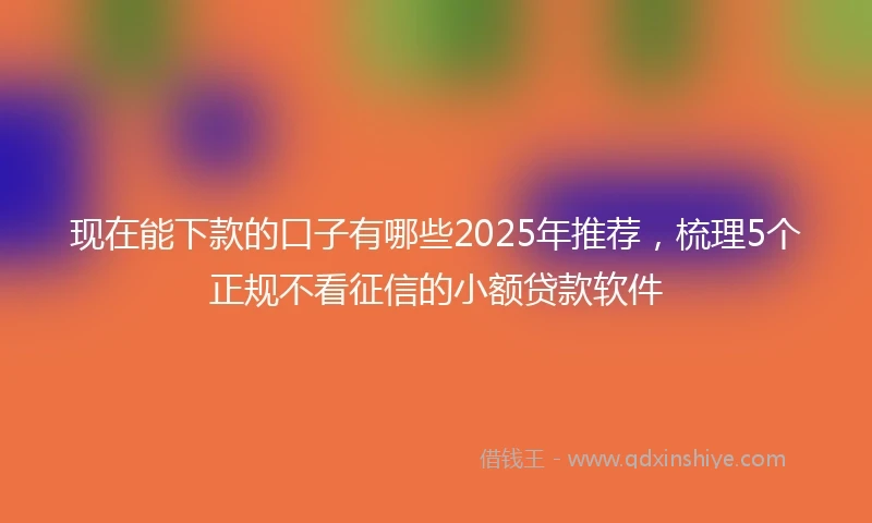 现在能下款的口子有哪些2025年推荐，梳理5个正规不看征信的小额贷款软件