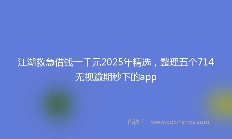 江湖救急借钱一千元2025年精选，整理五个714无视逾期秒下的app