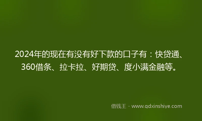 2024年的现在有没有好下款的口子有：快贷通、360借条、拉卡拉、好期贷、度小满金融等。