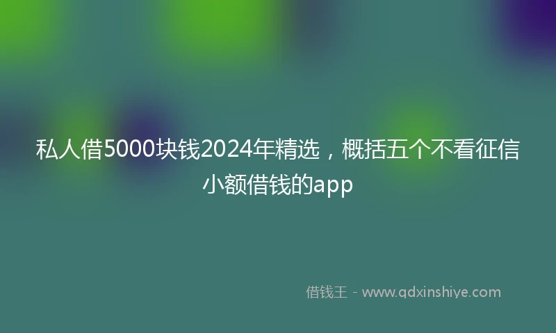 私人借5000块钱2024年精选，概括五个不看征信小额借钱的app