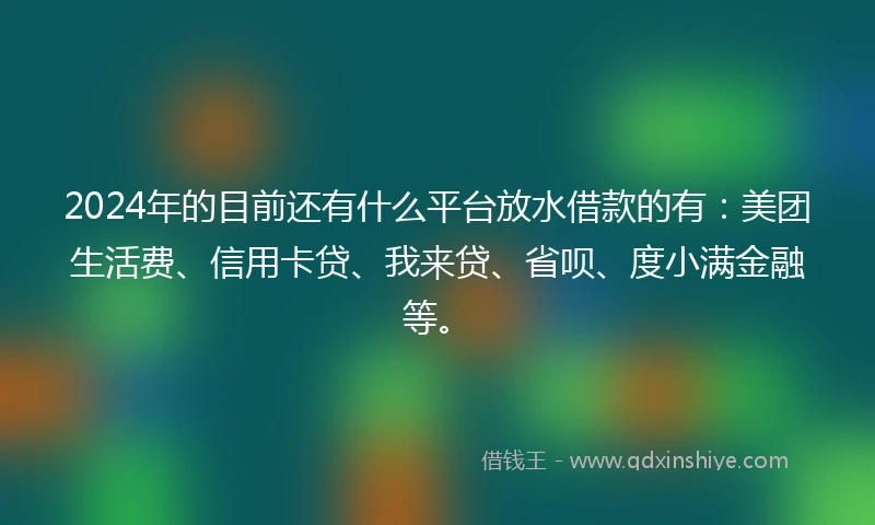 2024年的目前还有什么平台放水借款的有：美团生活费、信用卡贷、我来贷、省呗、度小满金融等。