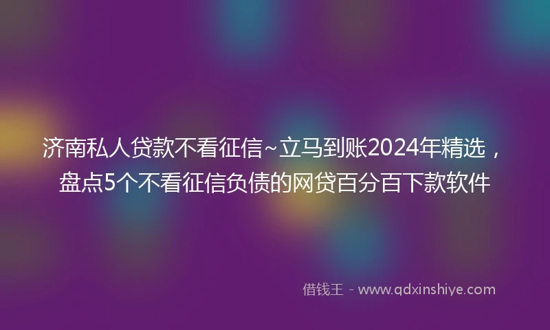 济南私人贷款不看征信~立马到账2024年精选，盘点5个不看征信负债的网贷百分百下款软件