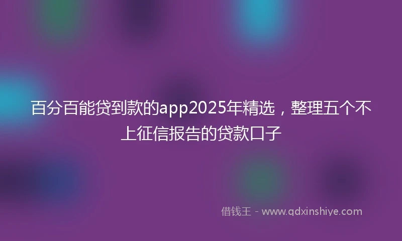 百分百能贷到款的app2025年精选，整理五个不上征信报告的贷款口子