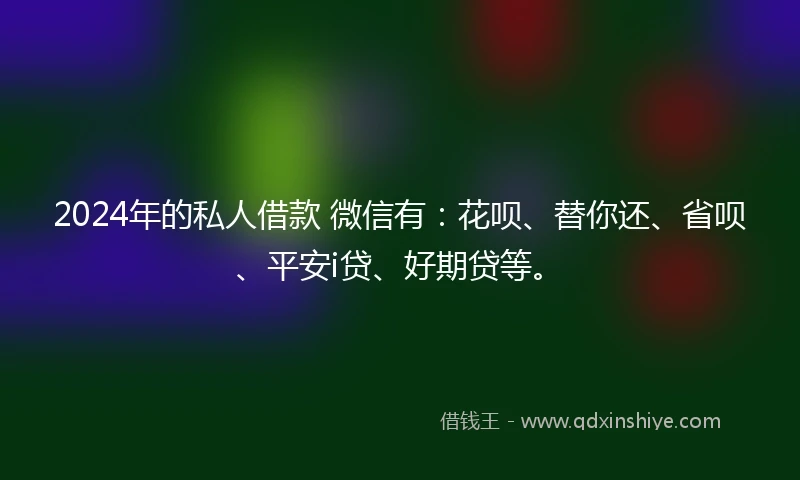 2024年的私人借款 微信有：花呗、替你还、省呗、平安i贷、好期贷等。