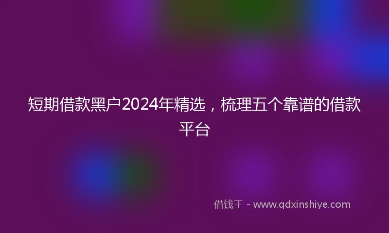 短期借款黑户2024年精选,梳理五个靠谱的借款平台