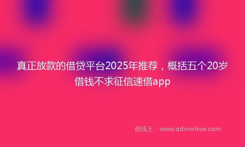 真正放款的借贷平台2025年推荐，概括五个20岁借钱不求征信速借app