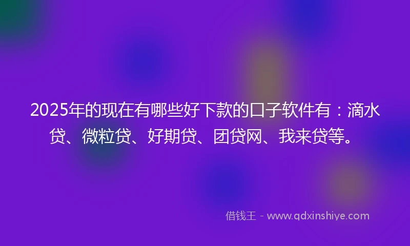 2025年的现在有哪些好下款的口子软件有：滴水贷、微粒贷、好期贷、团贷网、我来贷等。