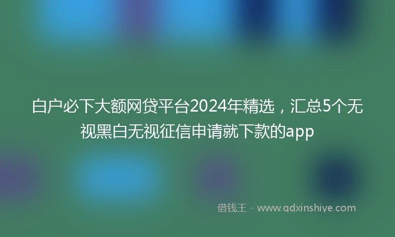 白户必下大额网贷平台2024年精选，汇总5个无视黑白无视征信申请就下款的app