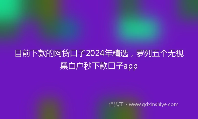 目前下款的网贷口子2024年精选，罗列五个无视黑白户秒下款口子app