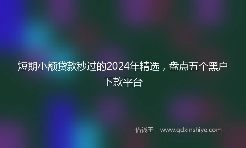 短期小额贷款秒过的2024年精选，盘点五个黑户下款平台