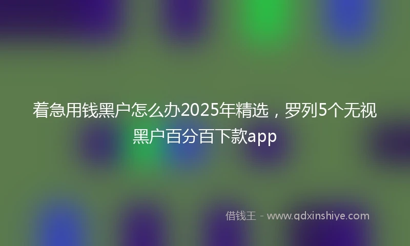 着急用钱黑户怎么办2025年精选，罗列5个无视黑户百分百下款app