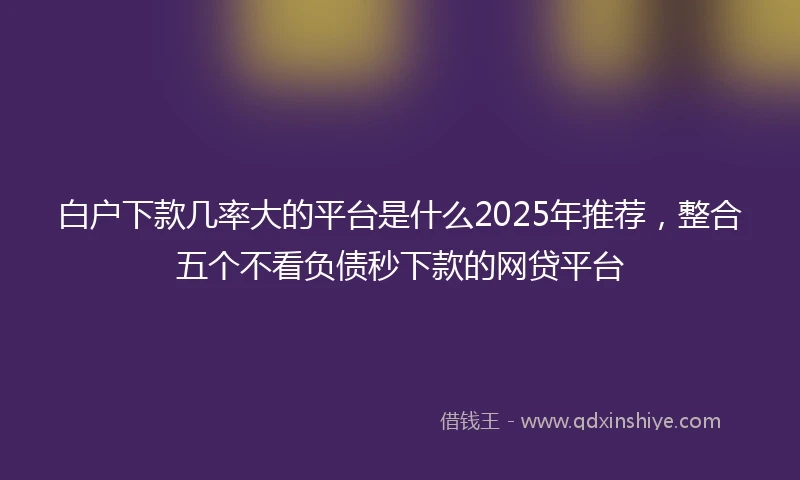 白户下款几率大的平台是什么2025年推荐，整合五个不看负债秒下款的网贷平台