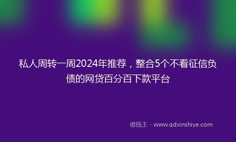 私人周转一周2024年推荐，整合5个不看征信负债的网贷百分百下款平台
